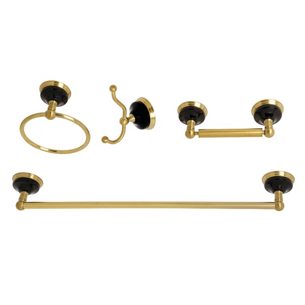 Kingston Brass BAK9112478BB Water Onyx 4-Piece Bathroom Accessory Set, Brushed Brass BAK9112478BB - main